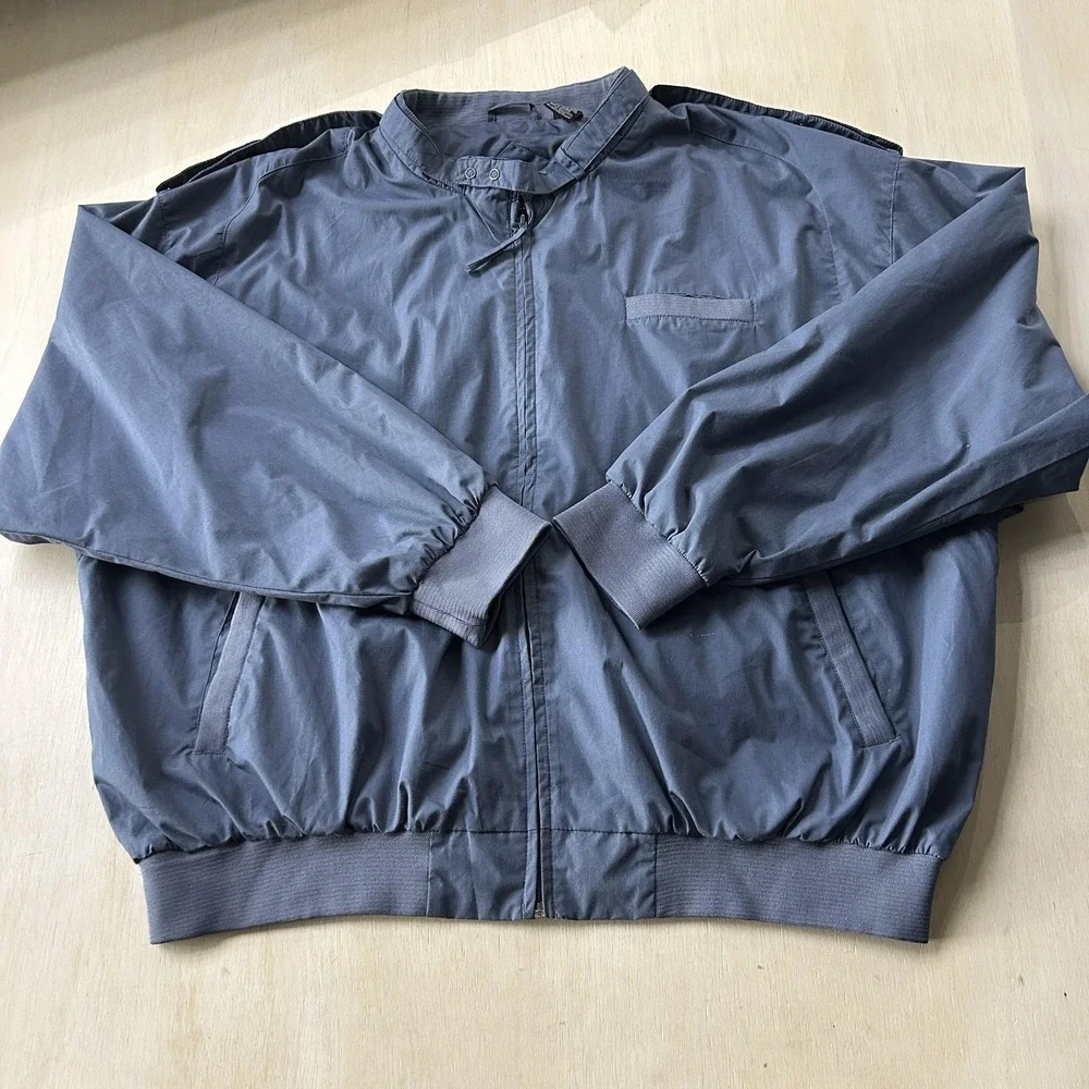 Vintage Amati Jacket Mens Big 3X Gray Bomber Elastic Waist Zip Lined Windbreaker